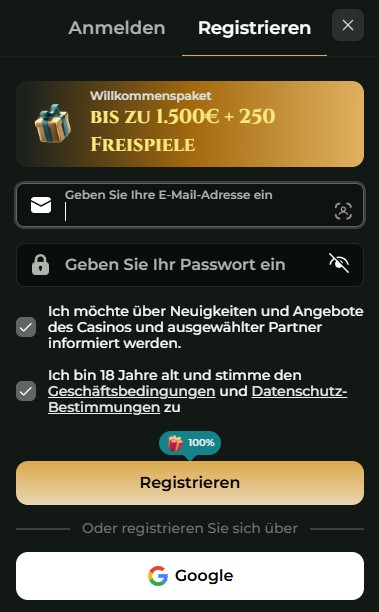Goldzino Casino Registrierung
